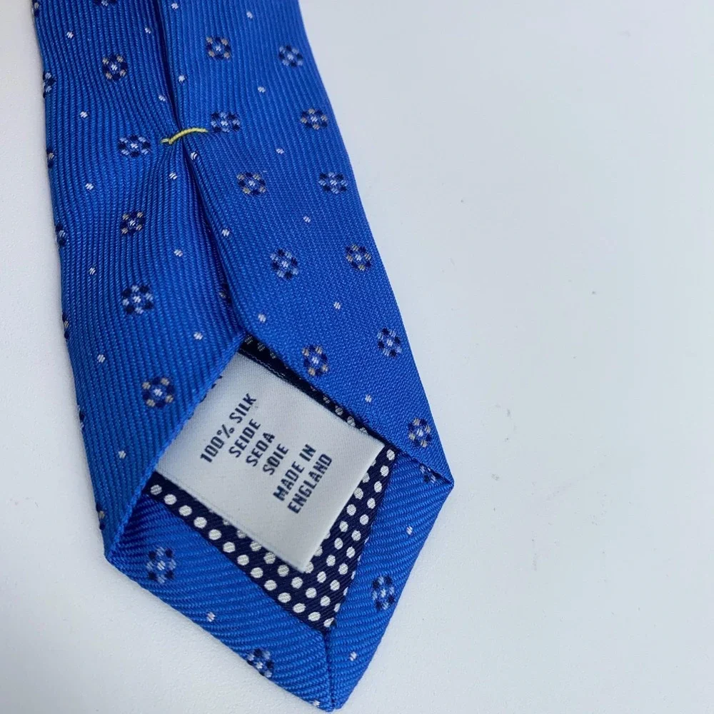 Eton Tie Mens‎ One Size Blue Patterned Silk Classic Luxury Necktie England Made